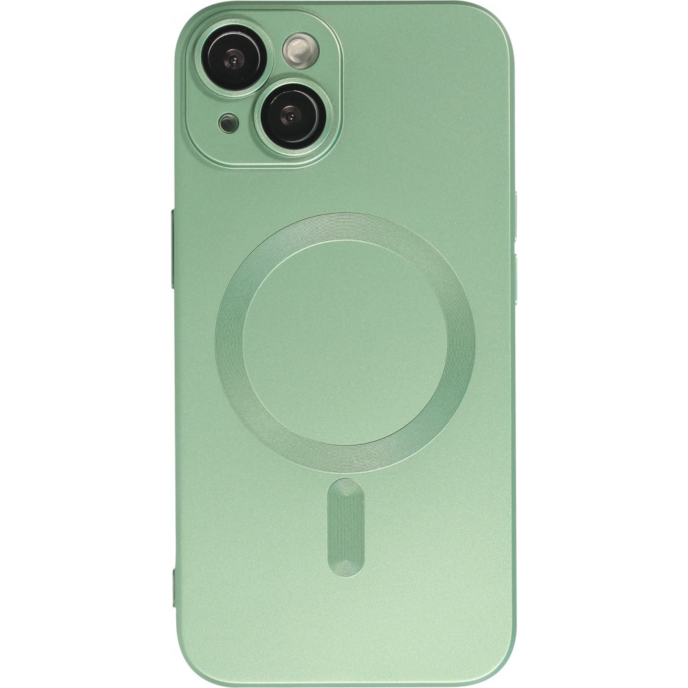 Coque MagSafe iPhone 13 Pro Max Silicone Soft Touch Vert Foncé - Français