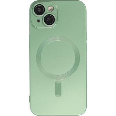 iPhone 14 Case Hülle - Gummi weich mit Kameraschutzglas MagSafe - Grün