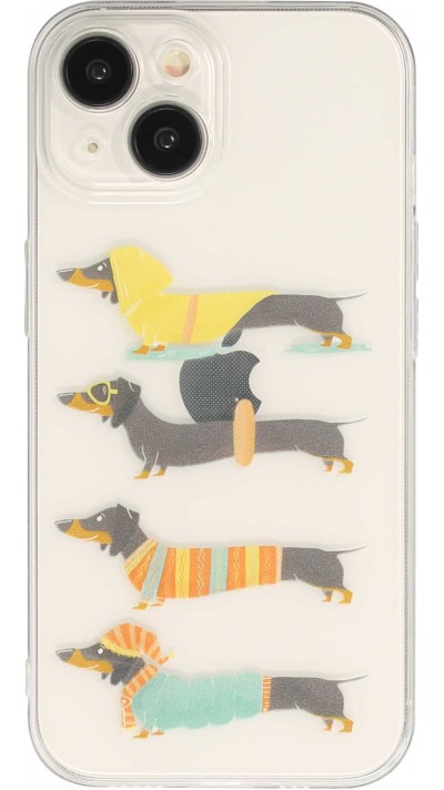 iPhone 15 Case Hülle - Silikon transparent Gummi Dogs 4 Season - Transparent