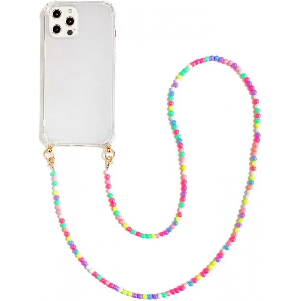 Coque IPhone 13/14 Avec Cordon Réglable – Housse Transparente Anti-Jaunissement – Anti-Choc – Lanière Portable