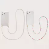 Coque iPhone 14 Pro - Gel transparente avec chaine en perle intégrée multicolorée