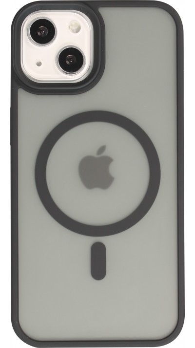 Coque iPhone 14 - Jelly cover glass semi-transparente MagSafe - Black