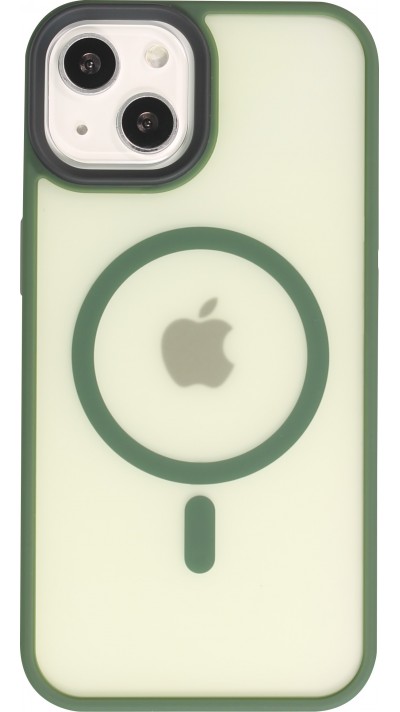 iPhone 14 Case Hülle - Jelly cover glass semi-durchsichtig MagSafe - Midnight green