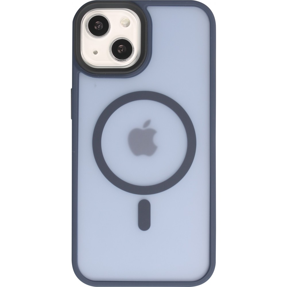 iPhone 14 Case Hülle - Jelly cover glass semi-durchsichtig MagSafe - Navy blue