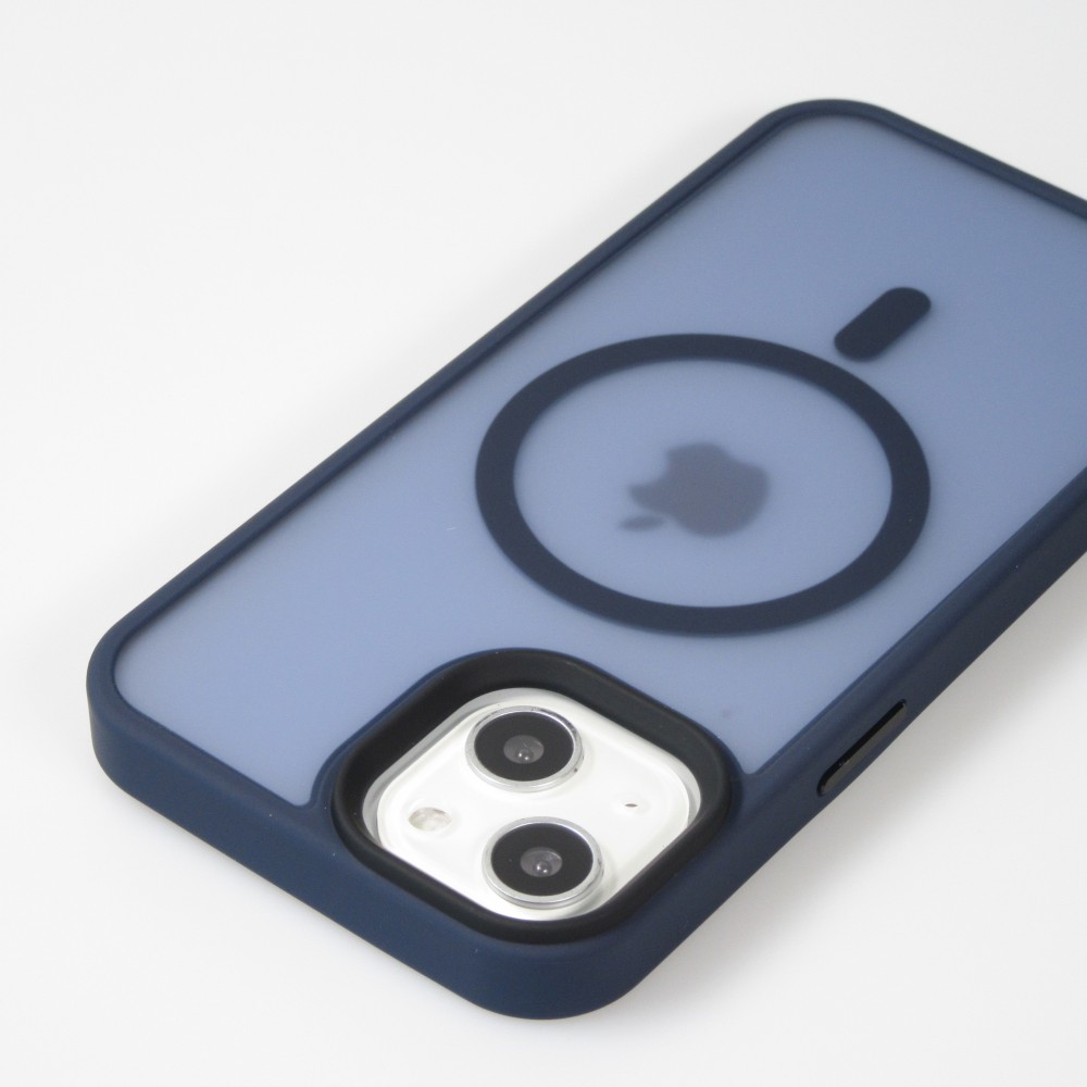 iPhone 14 Case Hülle - Jelly cover glass semi-durchsichtig MagSafe - Navy blue