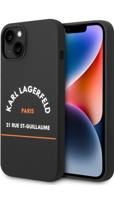 Coque iPhone 14 Plus - Karl Lagerfeld Rue St-Guillaume silicone soft touch - Noir