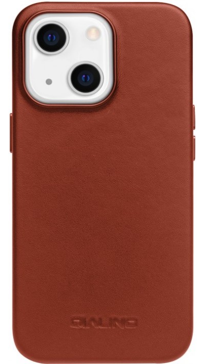 Coque iPhone 14 Plus - Qialino cuir véritable (compatible MagSafe) - Brun