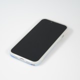 Coque iPhone 14 Plus - Silicone mat effet marbre imprimé - Bleu rose