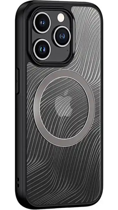 Coque iPhone 15 Pro Max - Bumper vagues transparentes Clear Waves avec MagSafe - Noir