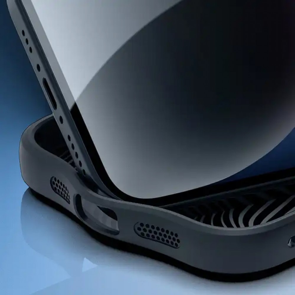 iPhone 15 Pro Case Hülle - Bumper Clear Waves Transparente Wellen mit MagSafe - Schwarz