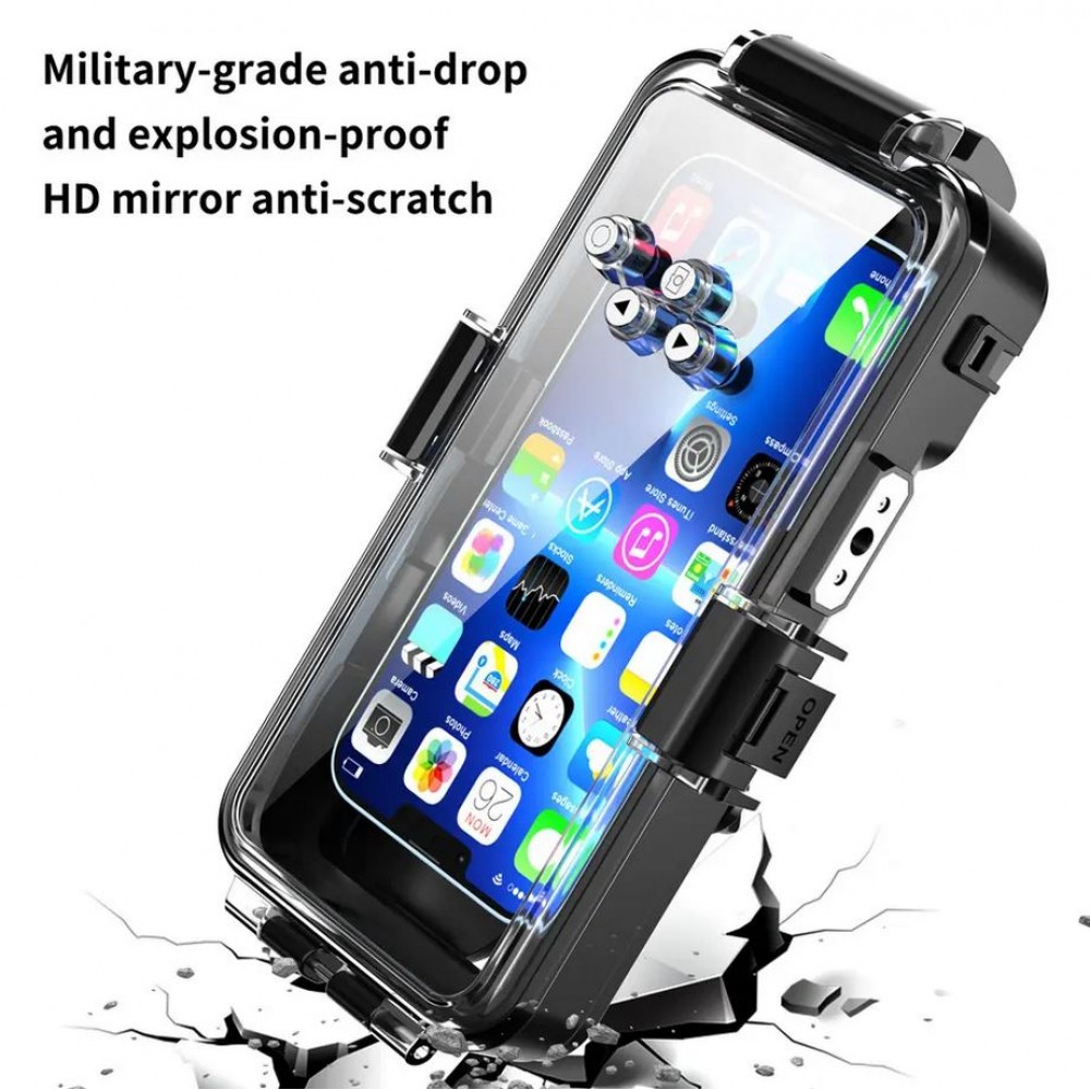 Coque iPhone - Protection étanche pour plongée et snorkeling à 30M grade militaire universelle iPhone - Noir