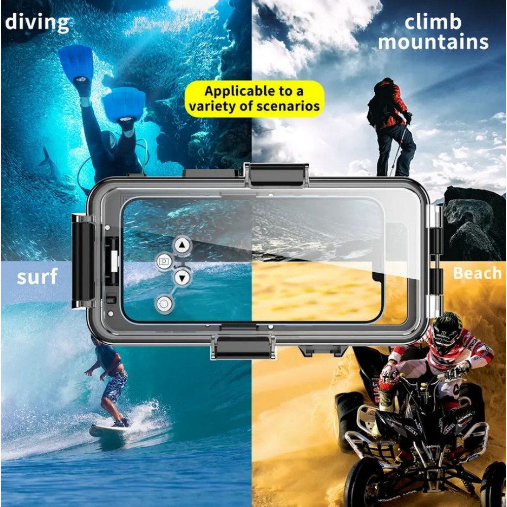 Coque iPhone - Protection étanche pour plongée et snorkeling à 30M grade militaire universelle iPhone - Noir