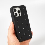 Coque iPhone 14 Pro - Case épais en silicone avec des trous pour les stickers à fixer - Noir