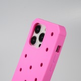 Coque iPhone 14 Pro - Case épais en silicone avec des trous pour les stickers à fixer - Rose