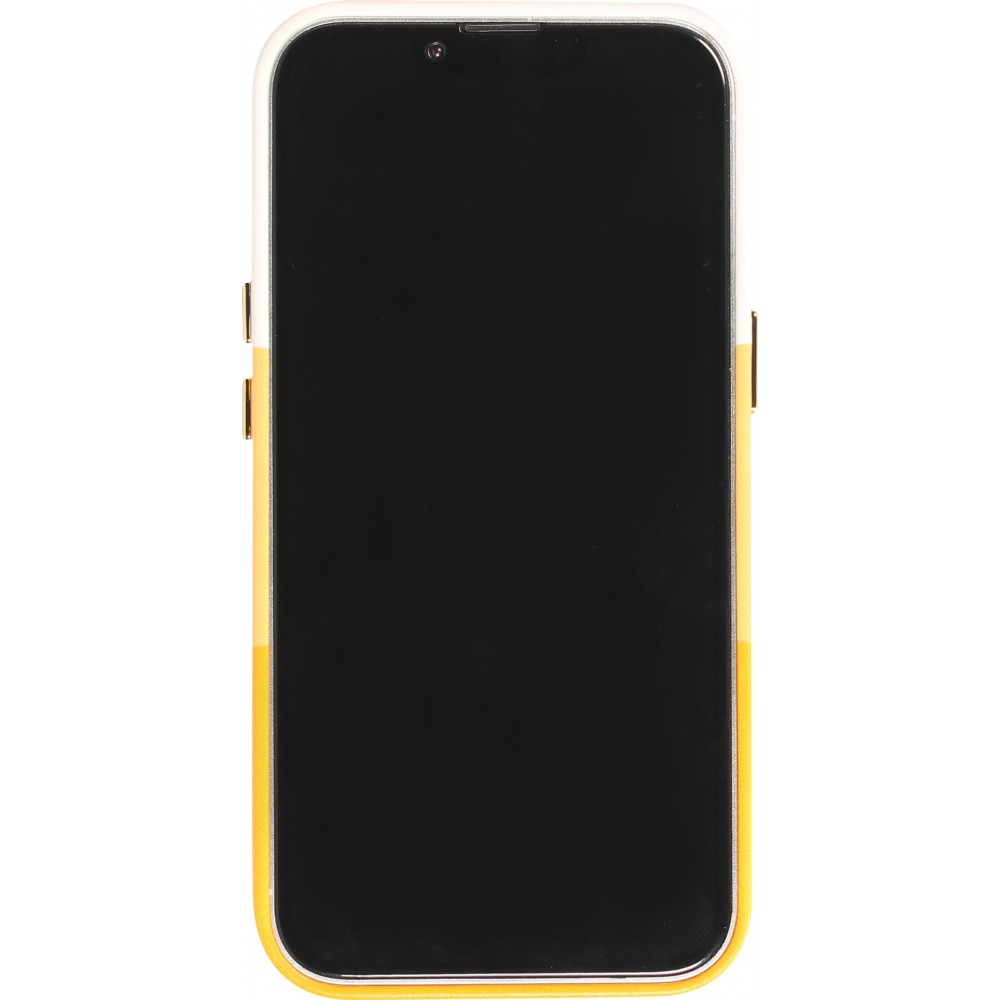 iPhone 14 Pro Max Case Hülle - Stylisches tricolor Cover mit Leder-Look - Orange