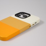 iPhone 14 Pro Max Case Hülle - Stylisches tricolor Cover mit Leder-Look - Orange