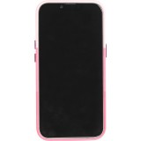 iPhone 14 Pro Max Case Hülle - Stylisches tricolor Cover mit Leder-Look - Rosa