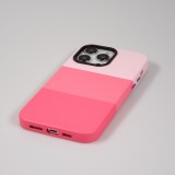 iPhone 13 Pro Max Case Hülle - Stylisches tricolor Cover mit Leder-Look - Rosa