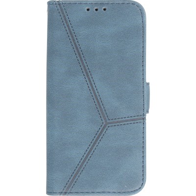 Coque iPhone 14 Pro Max - Flip Géometrique - Bleu complet