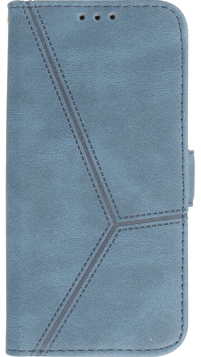 iPhone 14 Pro Case Hülle - Flip Geometrisch - Blau komplett
