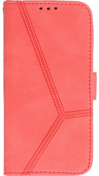 iPhone 14 Pro Case Hülle - Flip Geometrisch - Rot komplett