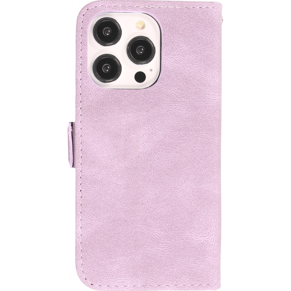 Coque iPhone 14 Pro - Flip Géometrique - Violet