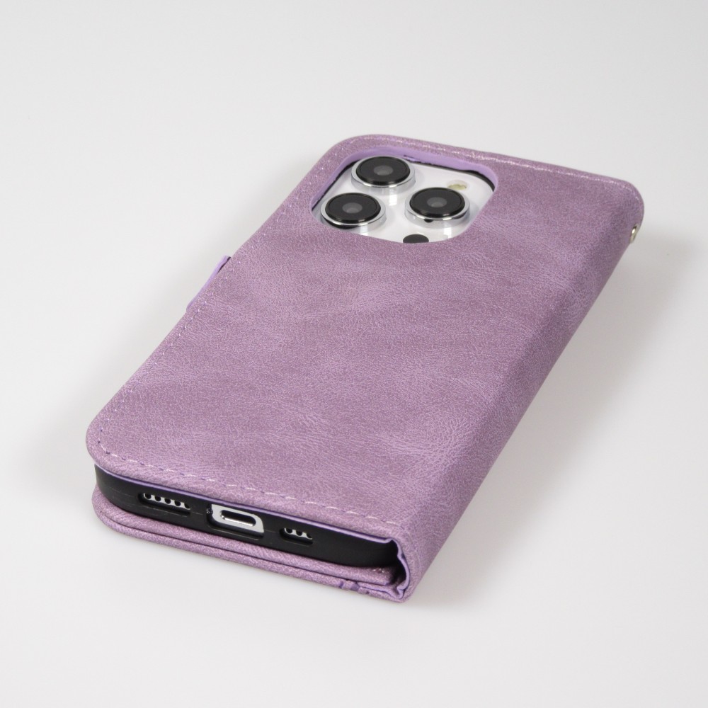 Coque iPhone 14 Pro - Flip Géometrique - Violet