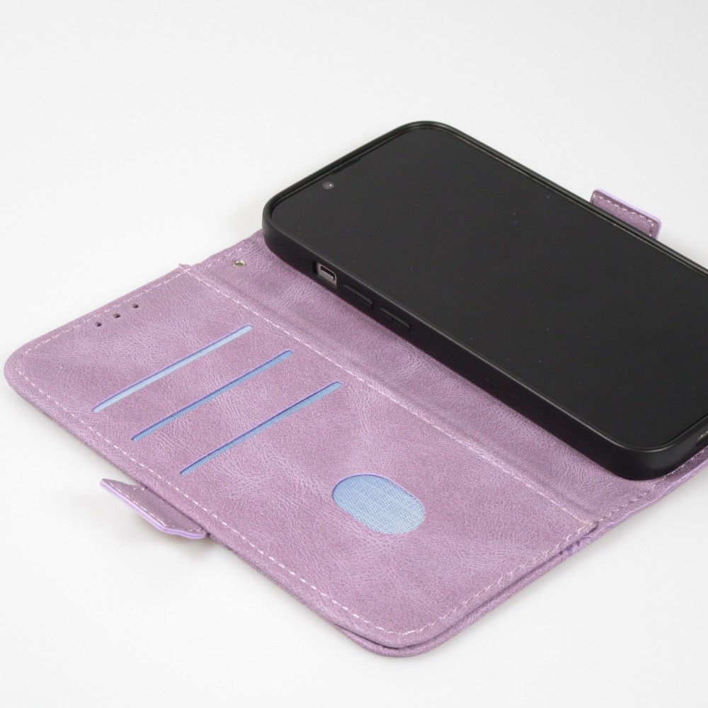 iPhone 14 Pro Case Hülle - Flip Geometrisch - Violett