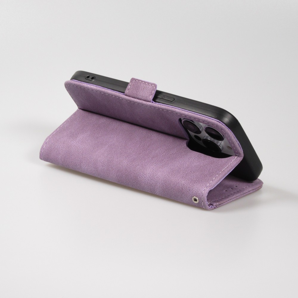 Coque iPhone 14 Pro - Flip Géometrique - Violet