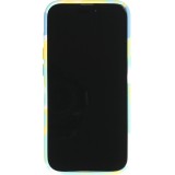 Coque iPhone 13 Pro - Gel Soft touch lisse Stripes bleu/jaune