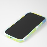 Coque iPhone 13 Pro - Gel Soft touch lisse Stripes bleu/jaune