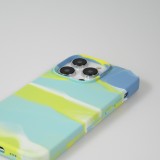 Coque iPhone 13 Pro - Gel Soft touch lisse Stripes bleu/jaune