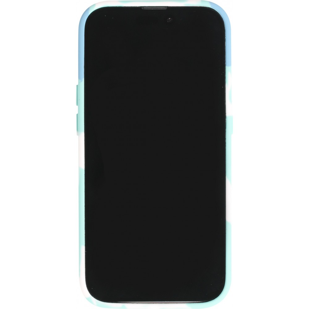Coque iPhone 13 Pro - Gel Soft touch lisse Stripes bleu/turquoise