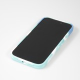 Coque iPhone 13 Pro Max - Gel Soft touch lisse Stripes bleu/turquoise