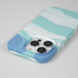 Coque iPhone 13 Pro Max - Gel Soft touch lisse Stripes bleu/turquoise