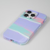 Coque iPhone 13 Pro - Gel Soft touch lisse Stripes bleu/violet