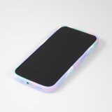 Coque iPhone 14 Pro - Gel Soft touch lisse Stripes bleu/violet