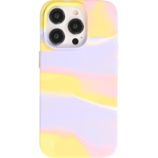 iPhone 14 Pro Max Case Hülle - Gel Soft touch glatt Streifen gelb/violet