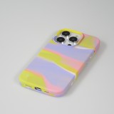 iPhone 14 Pro Max Case Hülle - Gel Soft touch glatt Streifen gelb/violet