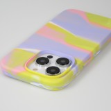 iPhone 14 Pro Max Case Hülle - Gel Soft touch glatt Streifen gelb/violet