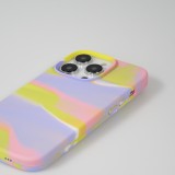 iPhone 14 Pro Max Case Hülle - Gel Soft touch glatt Streifen gelb/violet