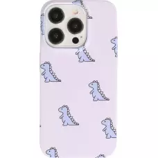 Coque iPhone 14 Pro - Plastique glossy petit dinosaure - Violet clair