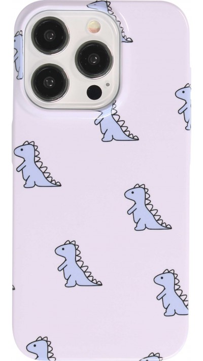 Coque iPhone 14 Pro Max - Plastique glossy petit dinosaure - Violet clair