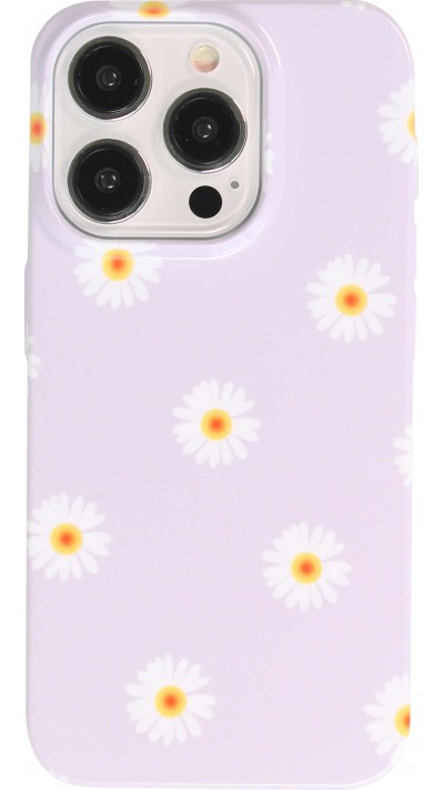 Coque iPhone 15 Pro Max - Plastique glossy petites fleurs - Violet clair