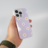 Coque iPhone 14 Pro - Plastique glossy petites fleurs - Violet clair