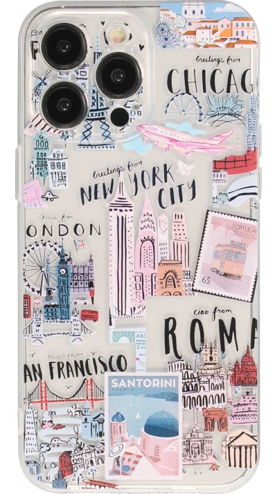 Coque iPhone 14 Pro Max - Gel silicone Cities of the world - Transparent