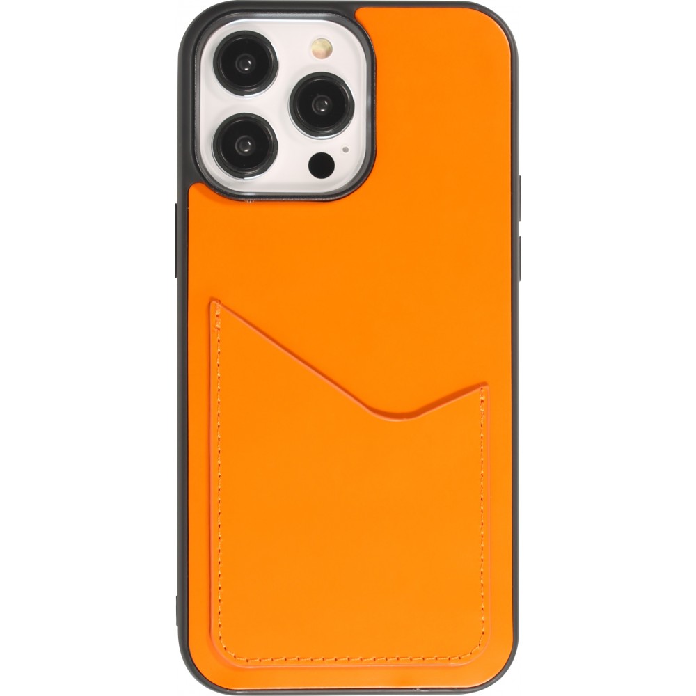 iPhone 14 Pro Case Hülle - Silikon Gummi Cover Haze Kartenhalter - Orange