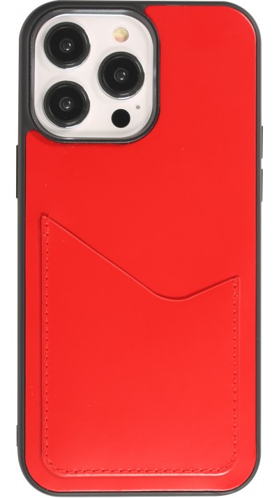 Coque iPhone 14 Pro - Gel silicone brillant Haze porte-carte - Rouge