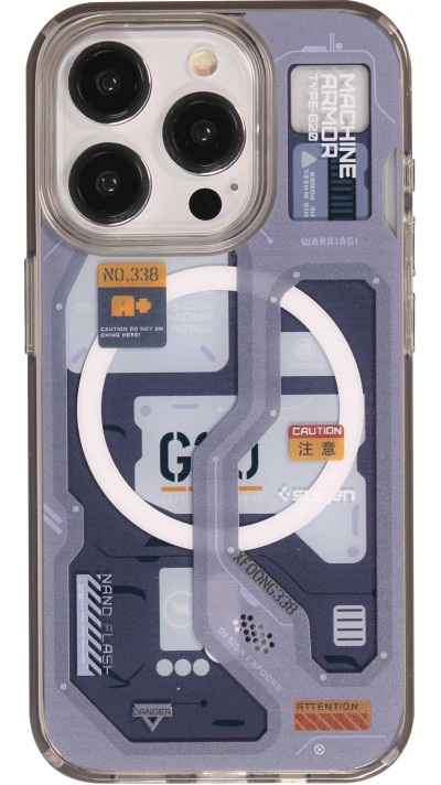 Coque iPhone 14 Pro - Gel silicone Machine Armor Type-G20 MagSafe - Bleu foncé