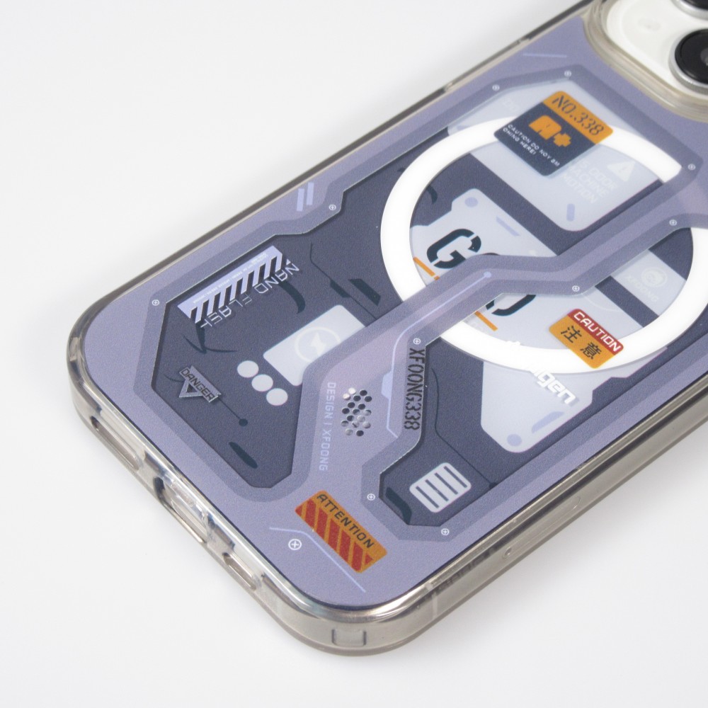 Coque iPhone 15 Pro Max - Gel silicone Machine Armor Type-G20 MagSafe - Bleu foncé